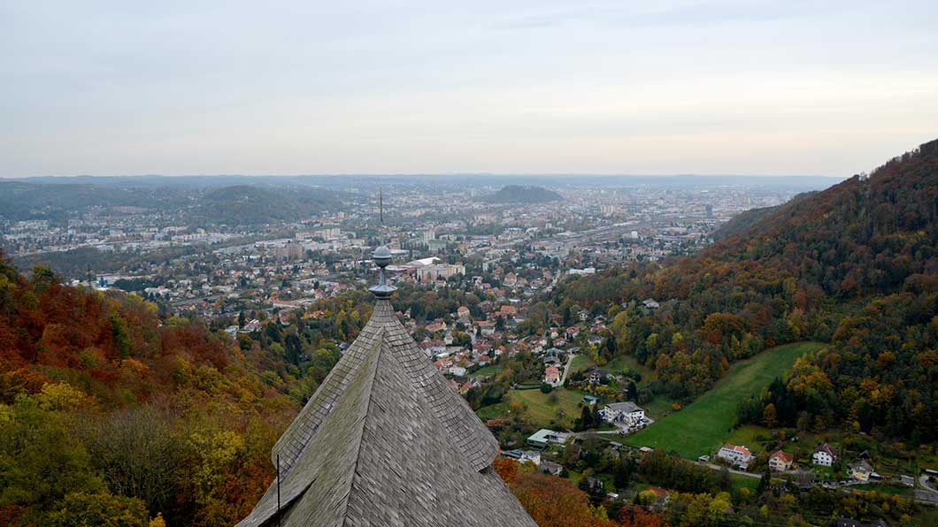 Aussicht vom Bergfried der Burgruine Gösting