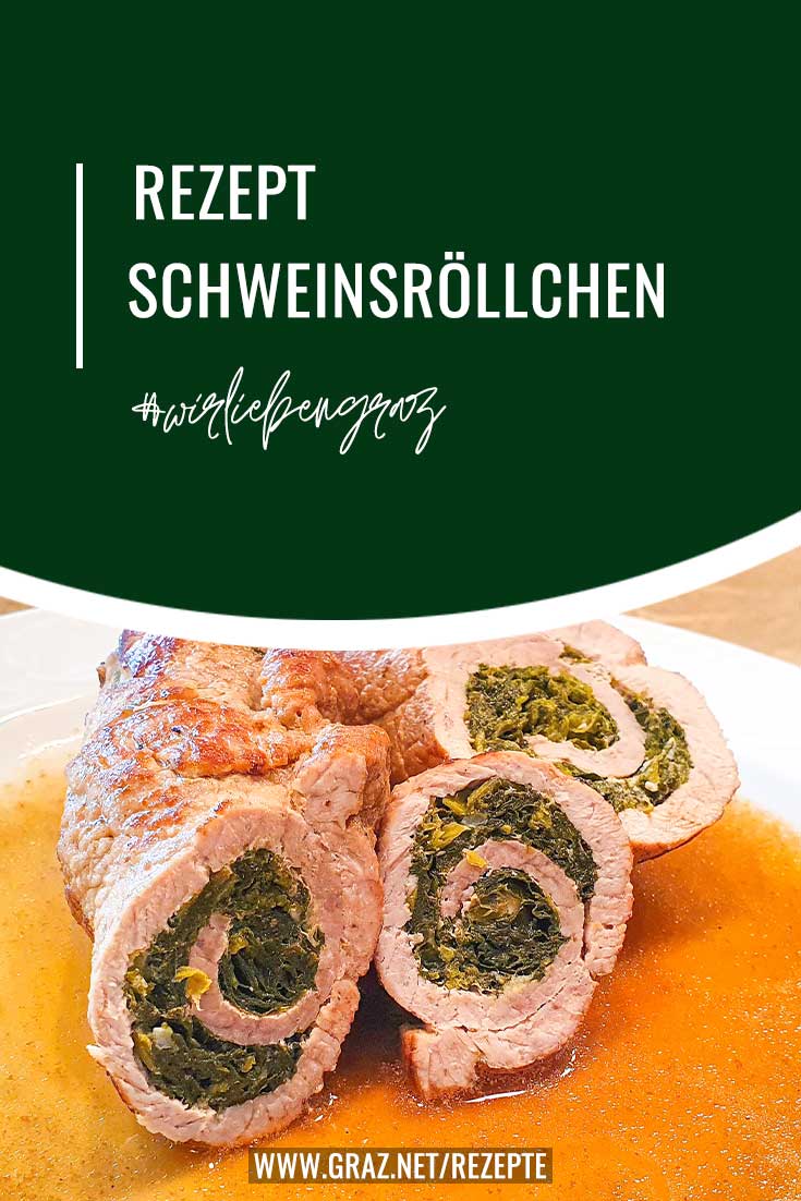 Schweineröllchen mit Spinat und Frischkäse